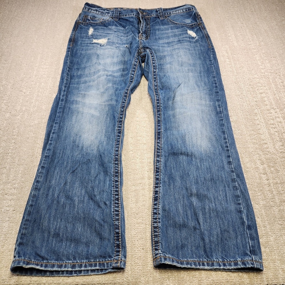TK Axel Jeans Men 36x30 Vintage Bootcut Thick Stitch Cowboy Rodeo Distressed